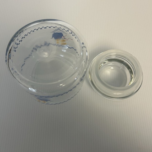 Vintage Anchor Hocking 5" Glass Canister 1986 Blue Tea Pot With Sunflowers‎ - Picture 7 of 8